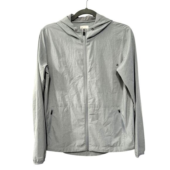 Vuori Womans XS Outdoor Soft Shell Running Jacket Full Zip Hooded Gray/Blue - Picture 1 of 8